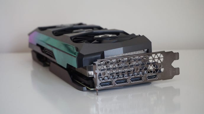 A photo of Zotac’s GeForce RTX 3080 Ti AMP Holo graphics card
