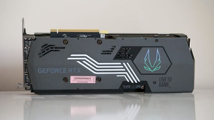 A photo of Zotac’s GeForce RTX 3080 Ti AMP Holo graphics card