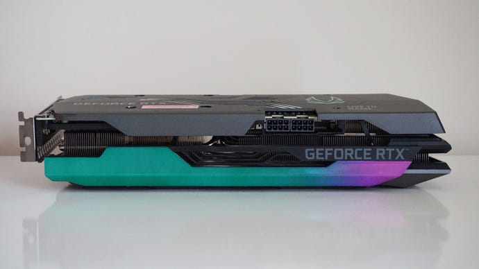 A photo of Zotac’s GeForce RTX 3080 Ti AMP Holo graphics card