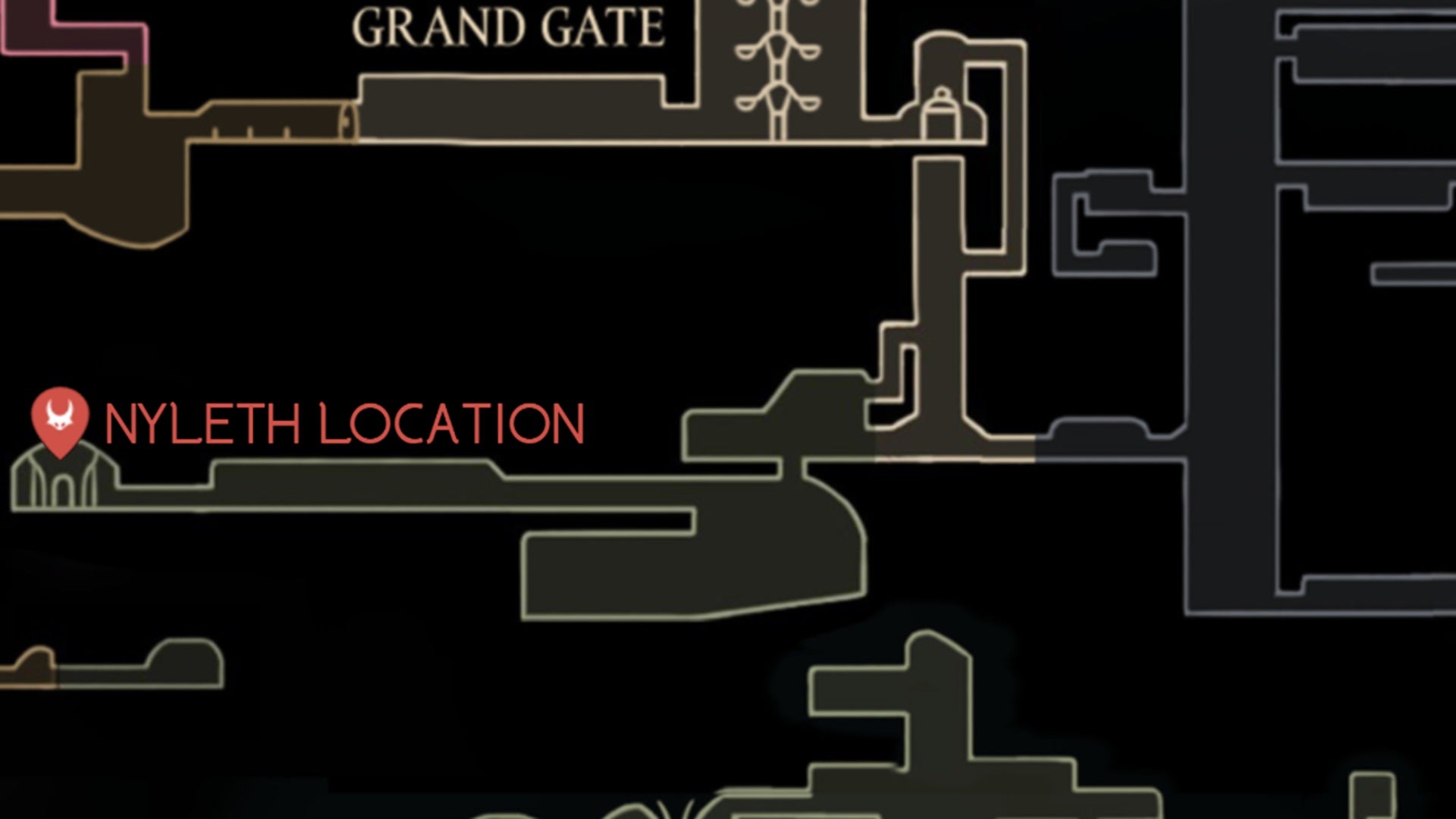 A map showing the location of Nyleth in Hollow Knight: Silksong. - 91