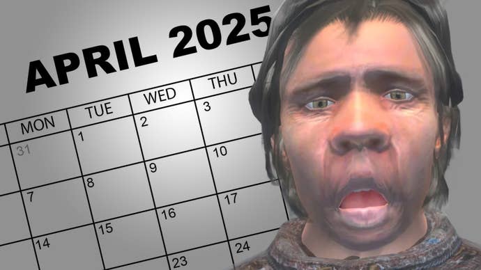 An Elder Scrolls Oblivion NPC screaming adjacent to a calendar.