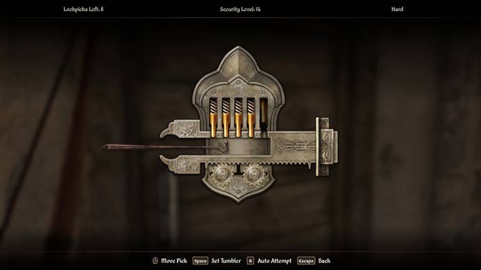 The lockpicking minigame in Oblivion Remastered