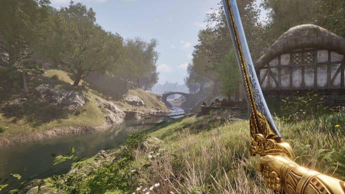 oblivion remaster first person view character holding sword