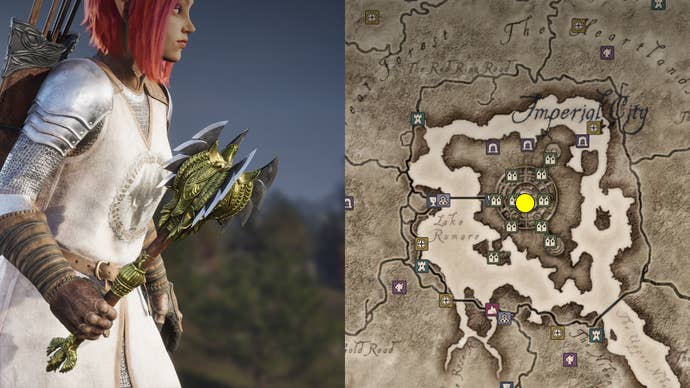 La réplica de Calliben y su ubicación en Oblivion remasterizada.