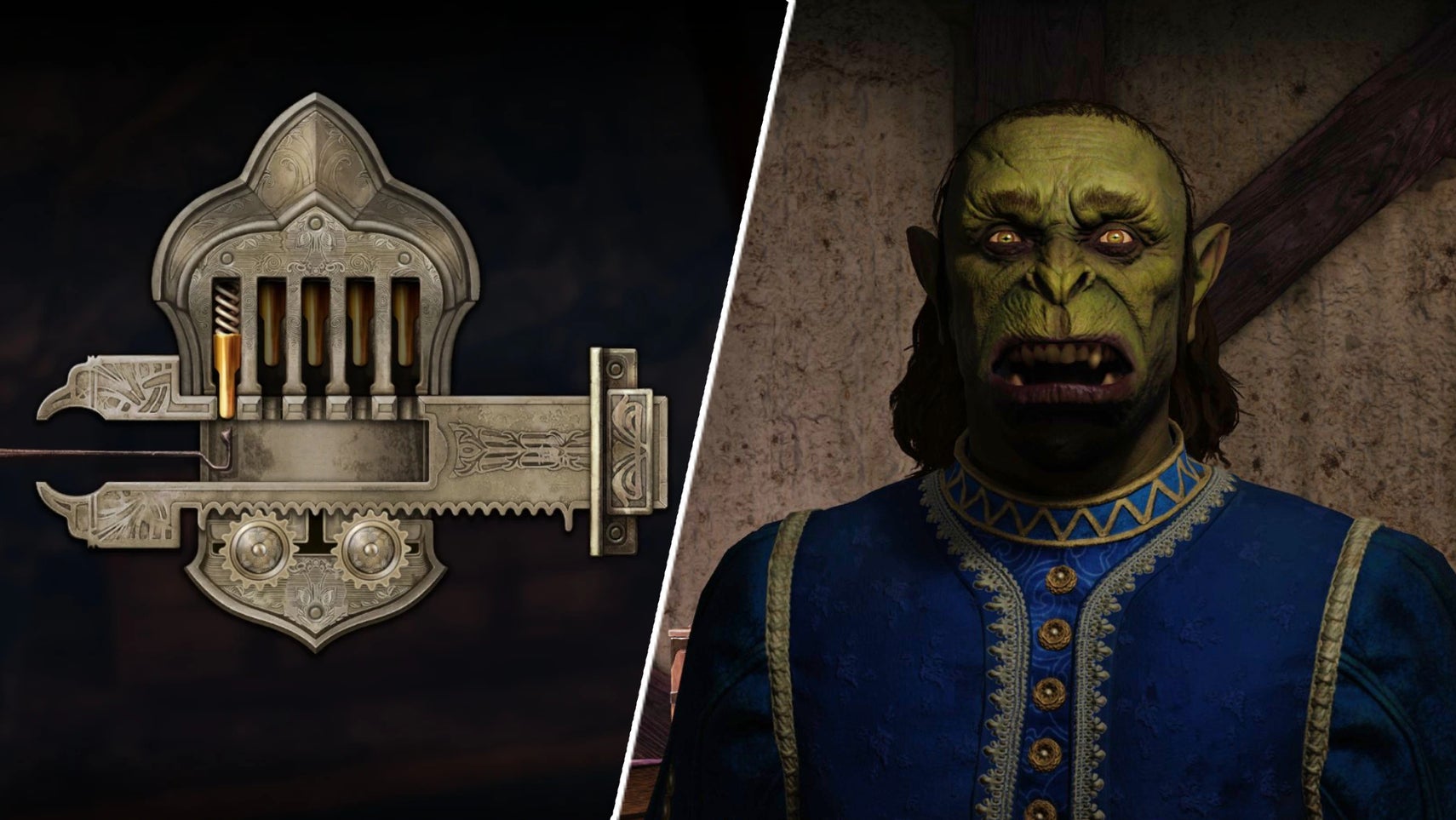 Lord Rugdumph looking terrified in Oblivion Remastered opposite a lock being picked. - 1
