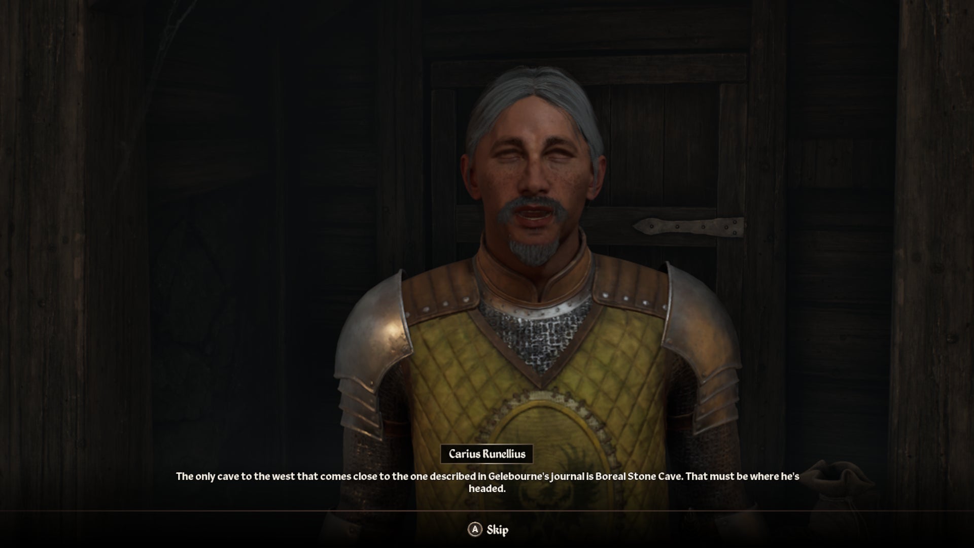 The player speaking to Carius, the guard in charge of the investigation during the A Brotherhood Betrayed quest in Oblivion Remastered. - 6