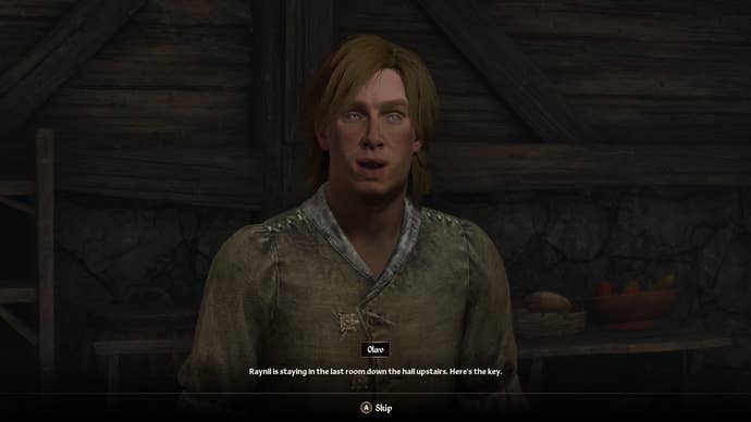 The innkeeper in Bruma, Olav, during the A Brotherhood Betrayed quest in Oblivion Remastered.