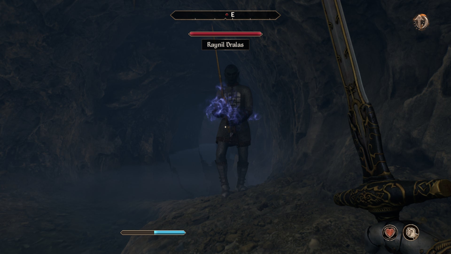 The player fighting Raylin the vampire hunter during the A Brotherhood Betrayed quest in Oblivion Remastered. - 7