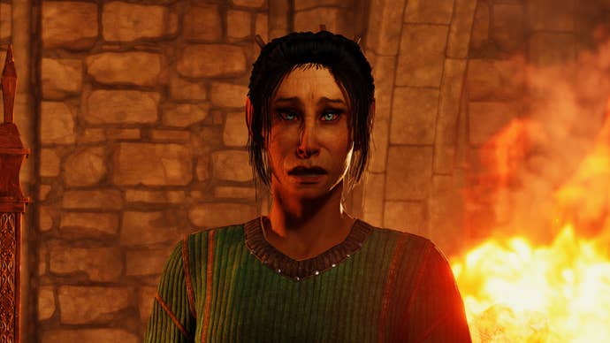 A High Elf looking acrophobic successful Oblivion Remastered.