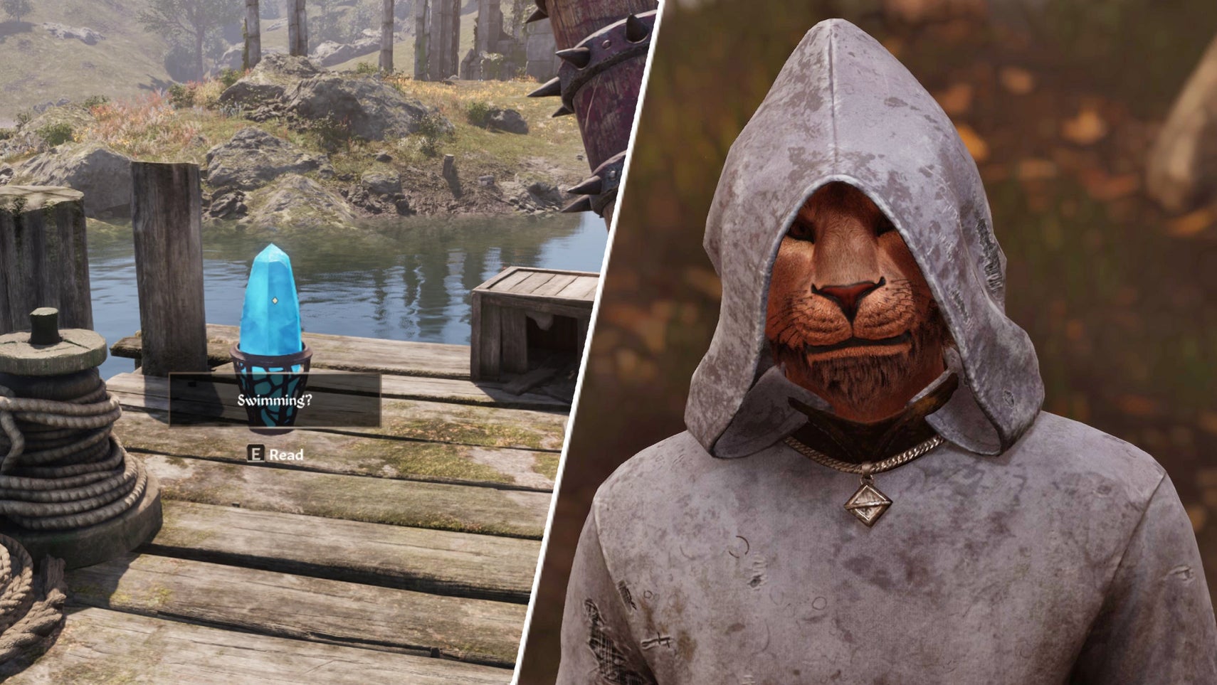 M'aiq the Liar in Oblivion Remastered opposite a message left using the Ghosts of Tamriel mod. - 1