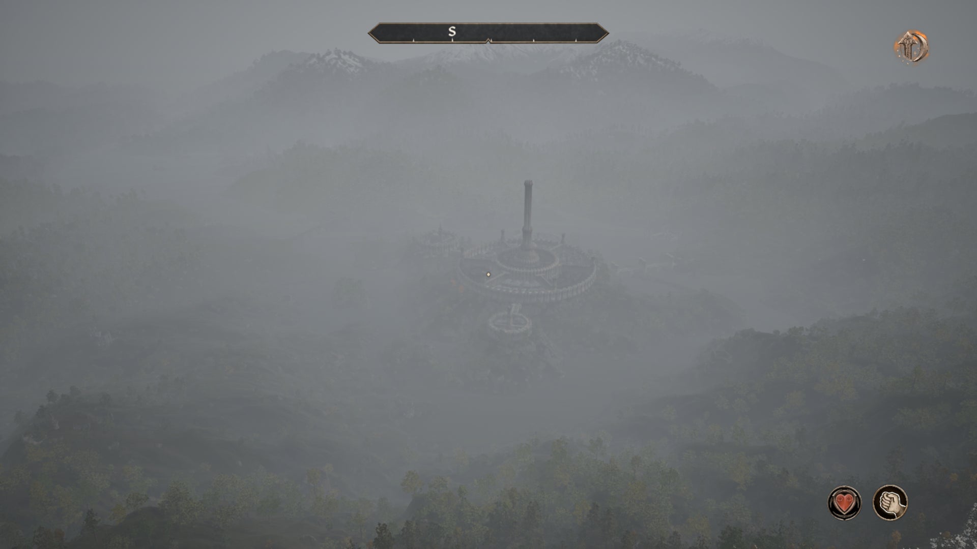 The Imperial City as seen from the top of Frostcrag Spire in Oblivion Remastered. - 1