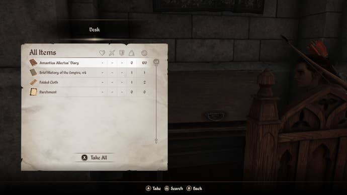 The player stealing Amantius Allectus' diary from his house in Oblivion Remastered.