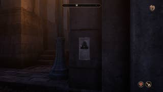 A wanted poster of the Gray Fox posted on a stone wall in the Imperial City of Oblivion Remastered.