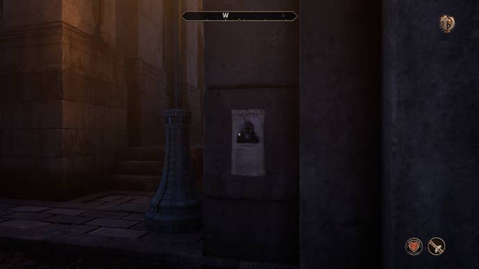 A wanted poster of the Gray Fox posted on a stone wall in the Imperial City of Oblivion Remastered.