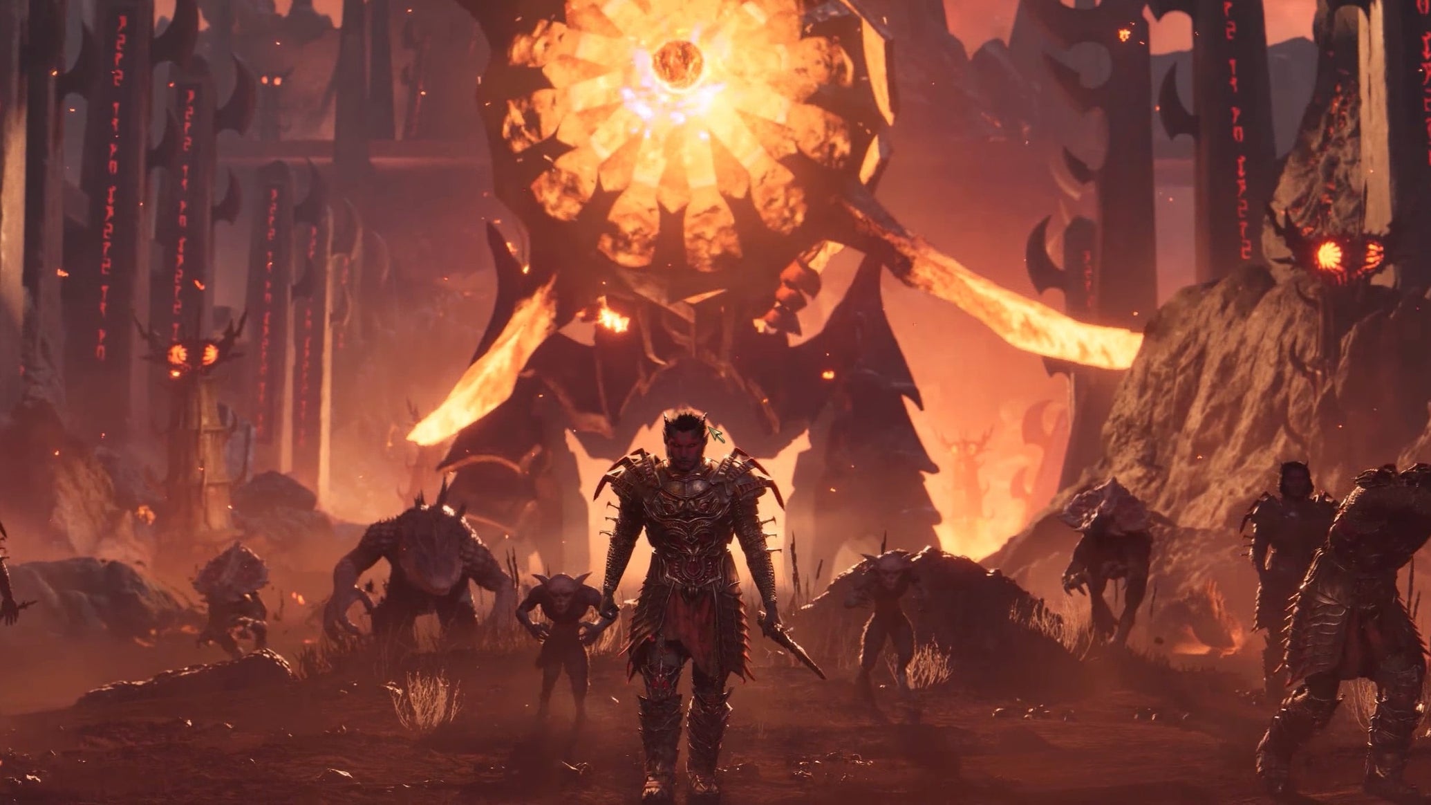 A Daedric Prince emerging from an Oblivion gate in Oblivion Remastered - 1