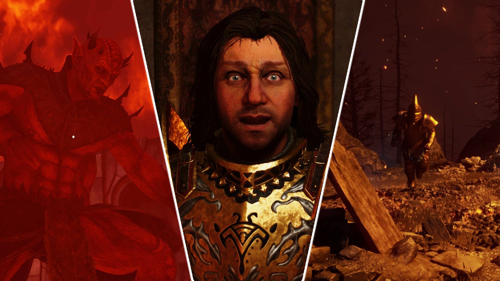 Martion Septim in Oblivion Remastered, alongside Mehrunes Dagon and a modded Terminator. - 1