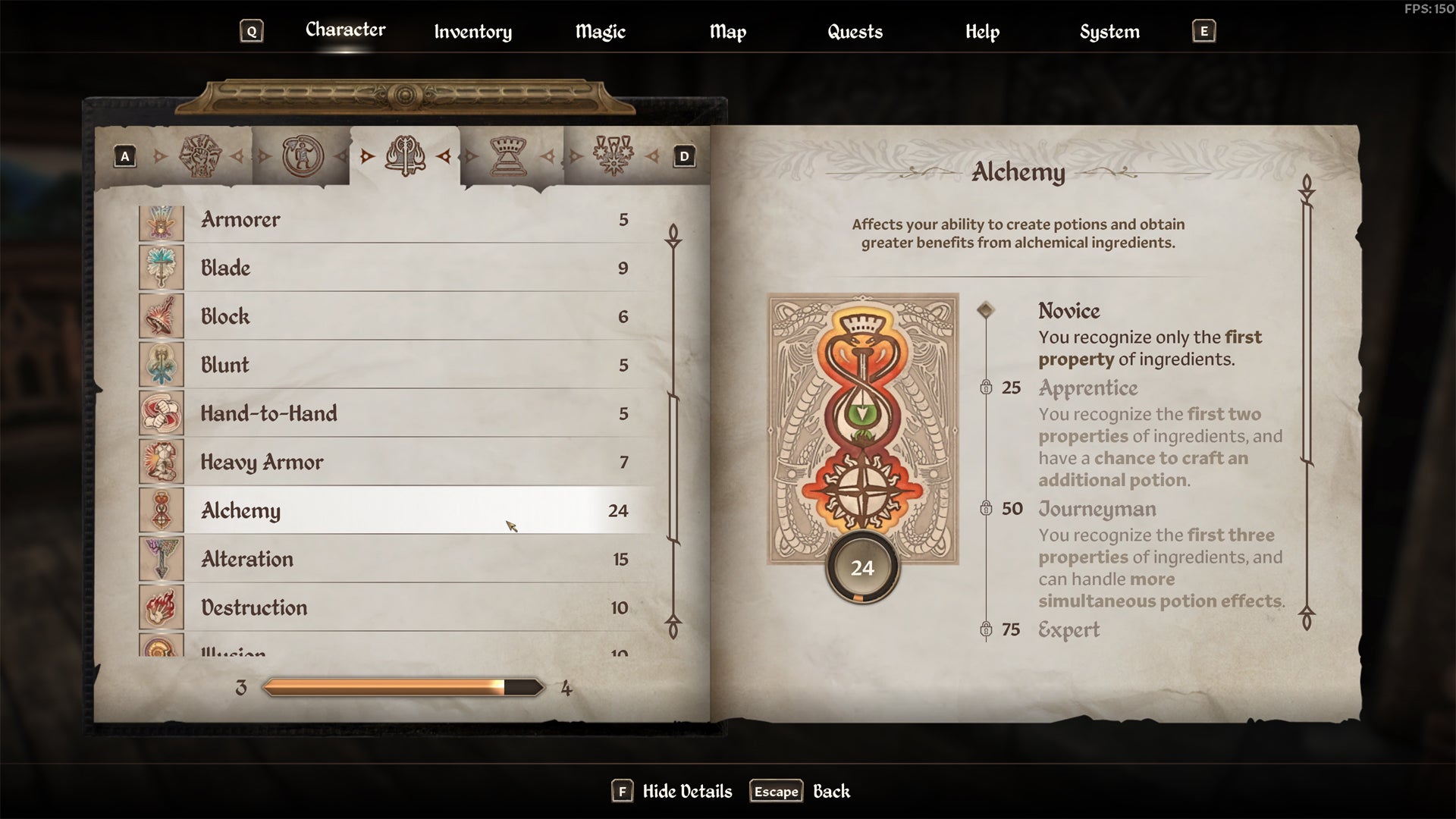 A list of major skills in Oblivion Remastered. - 6