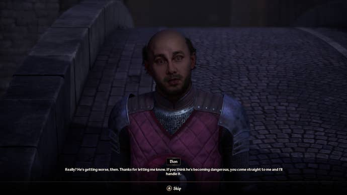 The captain of the Skingrad guard, Dion, in Oblivion Remastered.