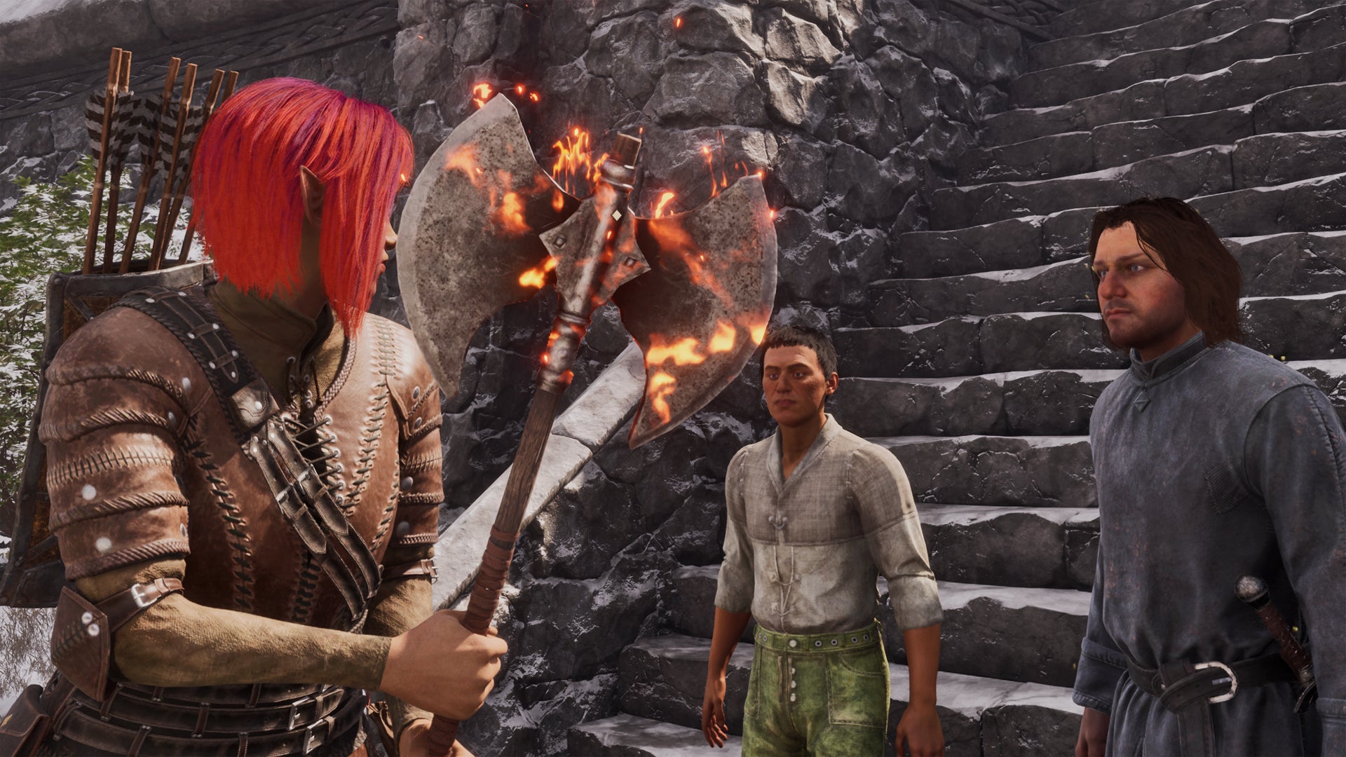 A player holding an enchanted weapon in Oblivion Remastered. - 1