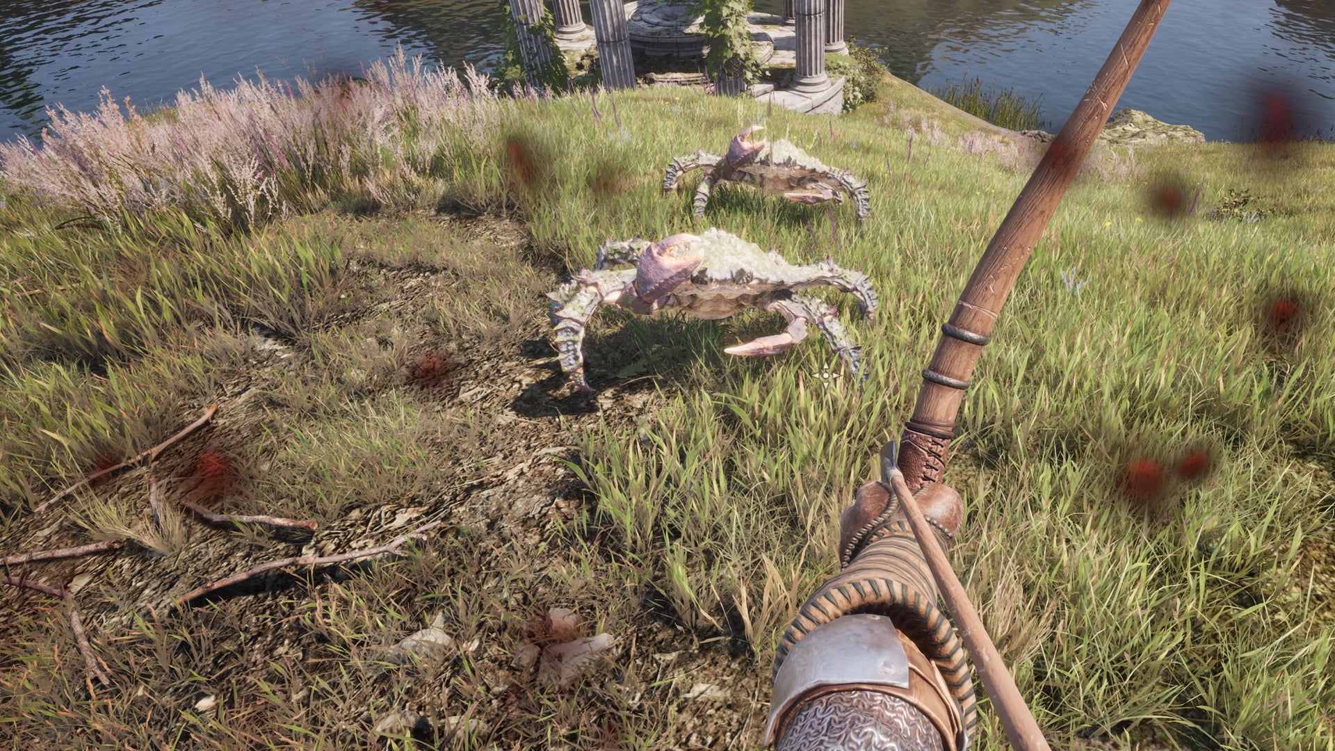 A player aiming at a mudcrab in Oblivion Remastered. - 6