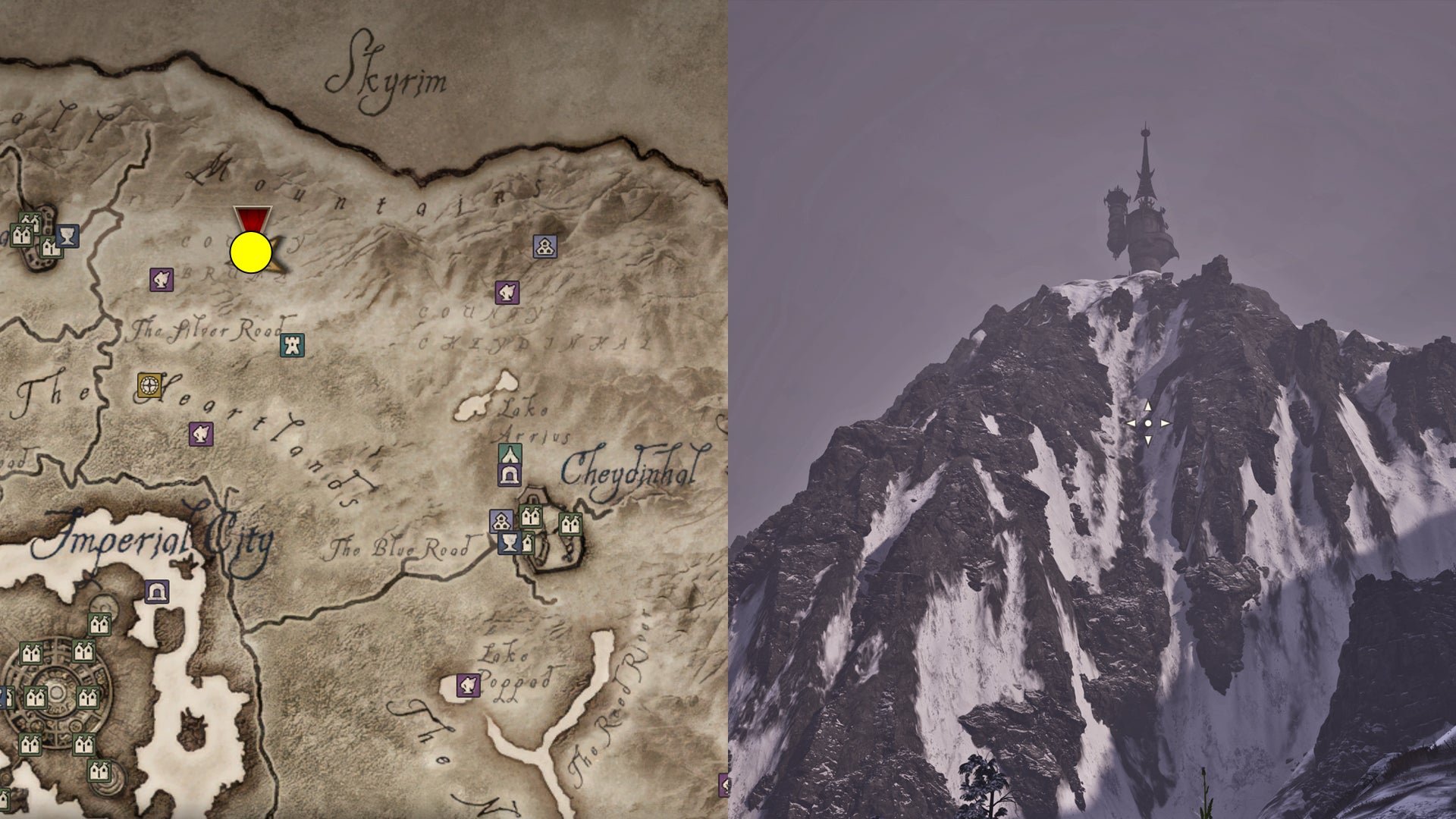 Frostcrag Spire and its location in Oblivion Remastered. - 4