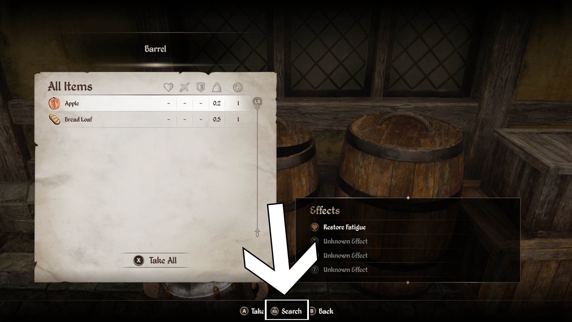 oblivion remastered storage inventory search command highlighted