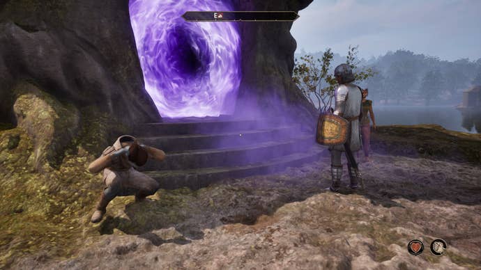 A Bravil guard standing in front of the Strange Door to the Shivering Isles in Oblivion Remastered.