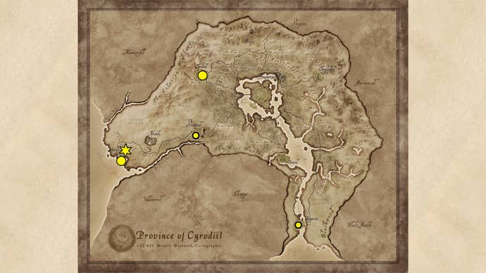 A map showing the Athletics Trainer locations in Oblivion Remastered.
