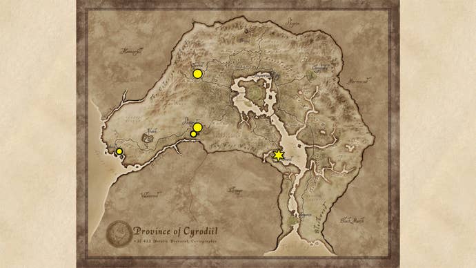 A map showing the Block Trainer locations in Oblivion Remastered.