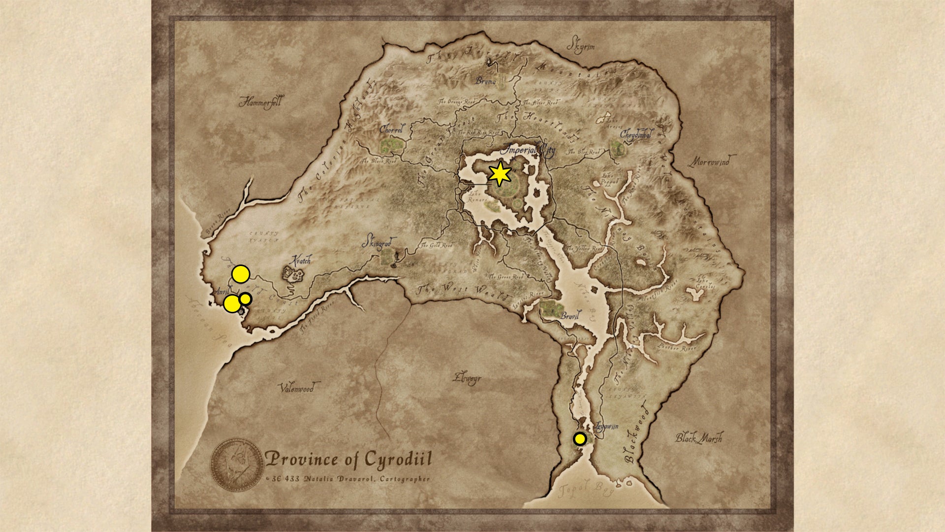 A map showing the Blunt Trainer locations in Oblivion Remastered. - 12