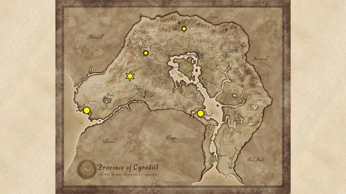 A map showing the Destruction Trainer locations in Oblivion Remastered.