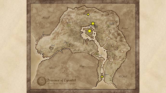 A map showing the Heavy Armor Trainer locations in Oblivion Remastered.