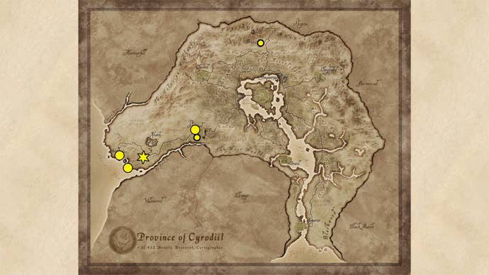A map showing the Marksman Trainer locations in Oblivion Remastered.