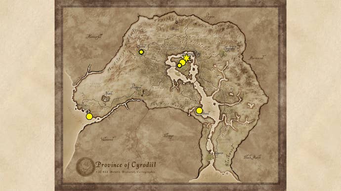 A map showing the Security Trainer locations in Oblivion Remastered.
