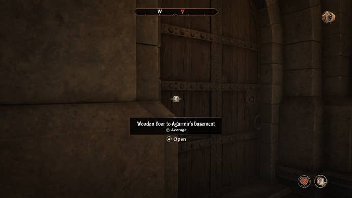 The player sneaking into Agarmir’s Basement during the Unfriendly Competition quest in Oblivion Remastered.