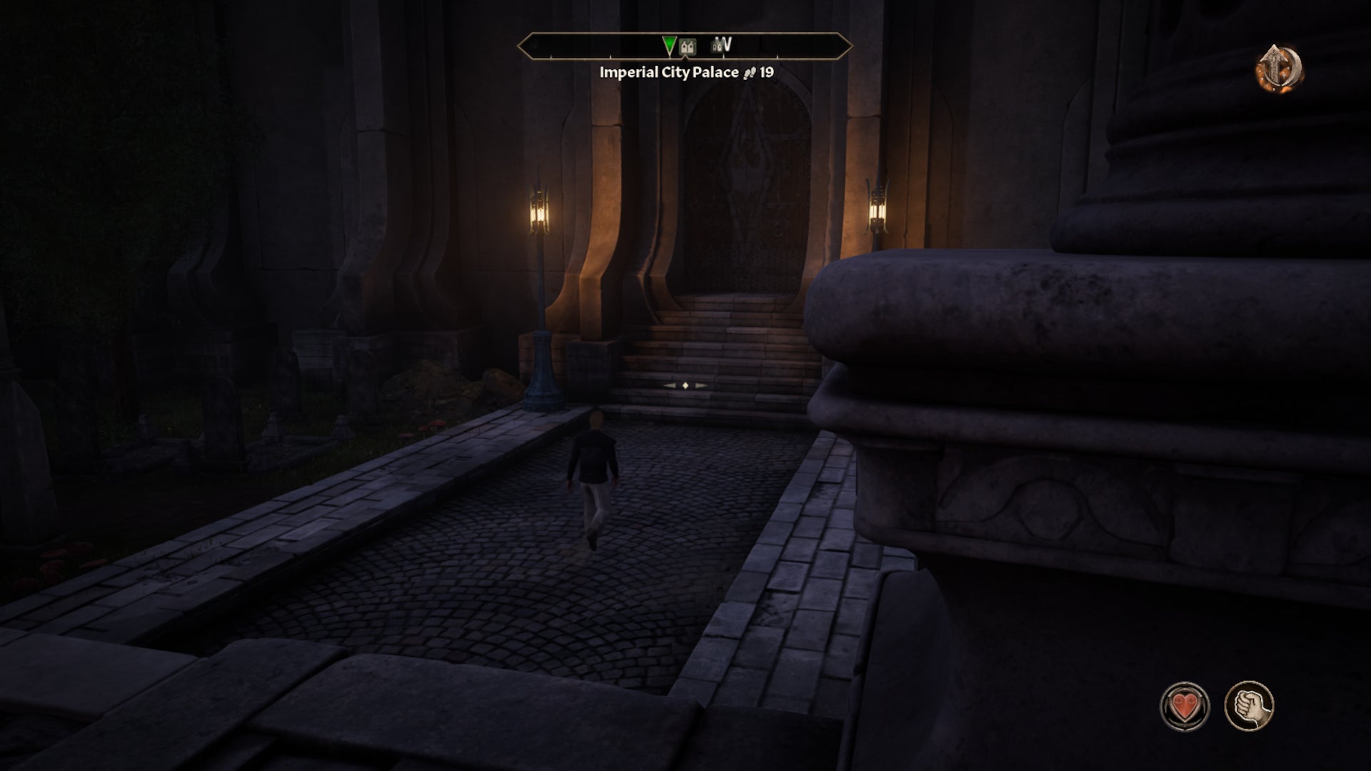 The player trailing Agarmir during the Unfriendly Competition quest in Oblivion Remastered. - 6