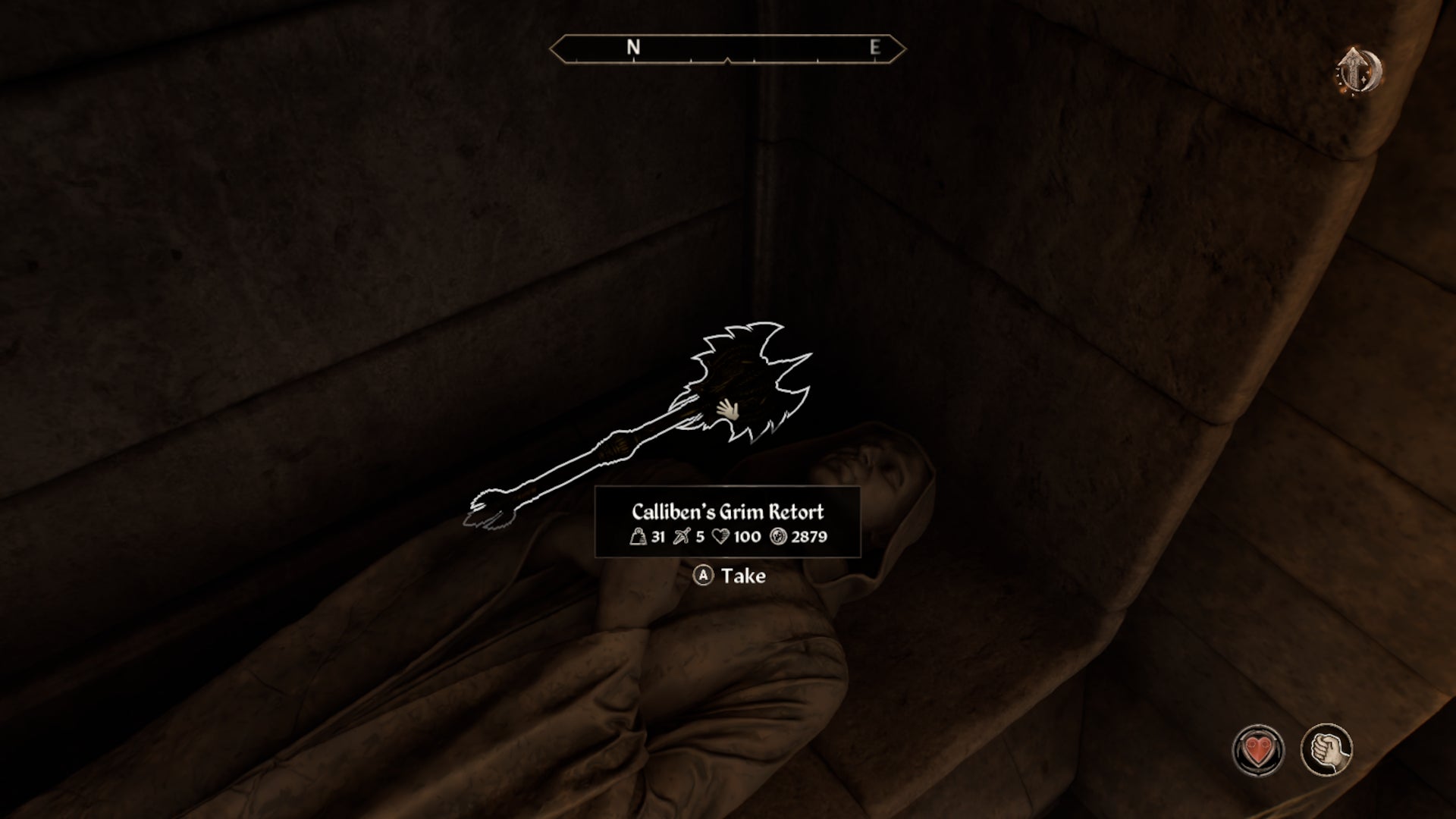 The unique mace, Calliben's Grim Retort, during the Unfriendly Competition quest in Oblivion Remastered. - 3