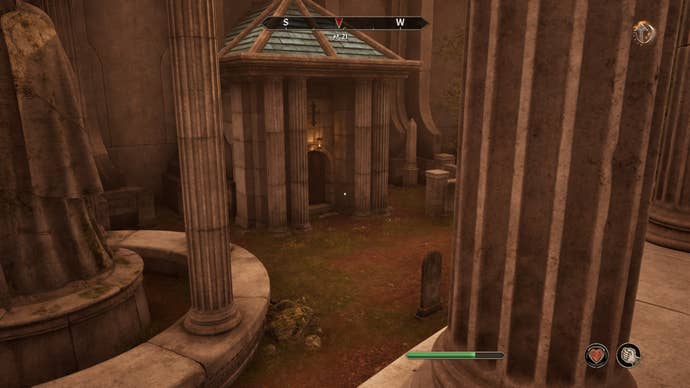 The player investigating a mausoleum during the Unfriendly Competition quest in Oblivion Remastered.