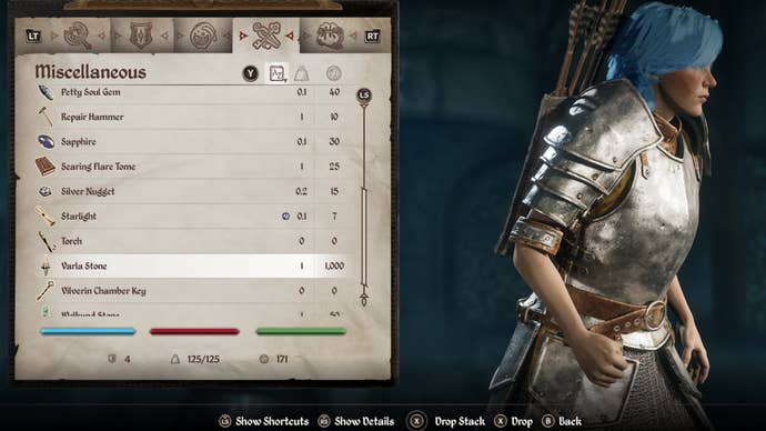 Oblivion Varla Stone in inventory