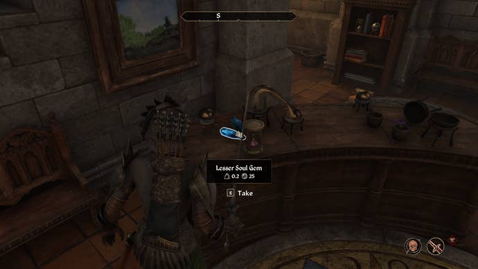 An Oblivion Remastered screenshot showing a character in front of some soul gems