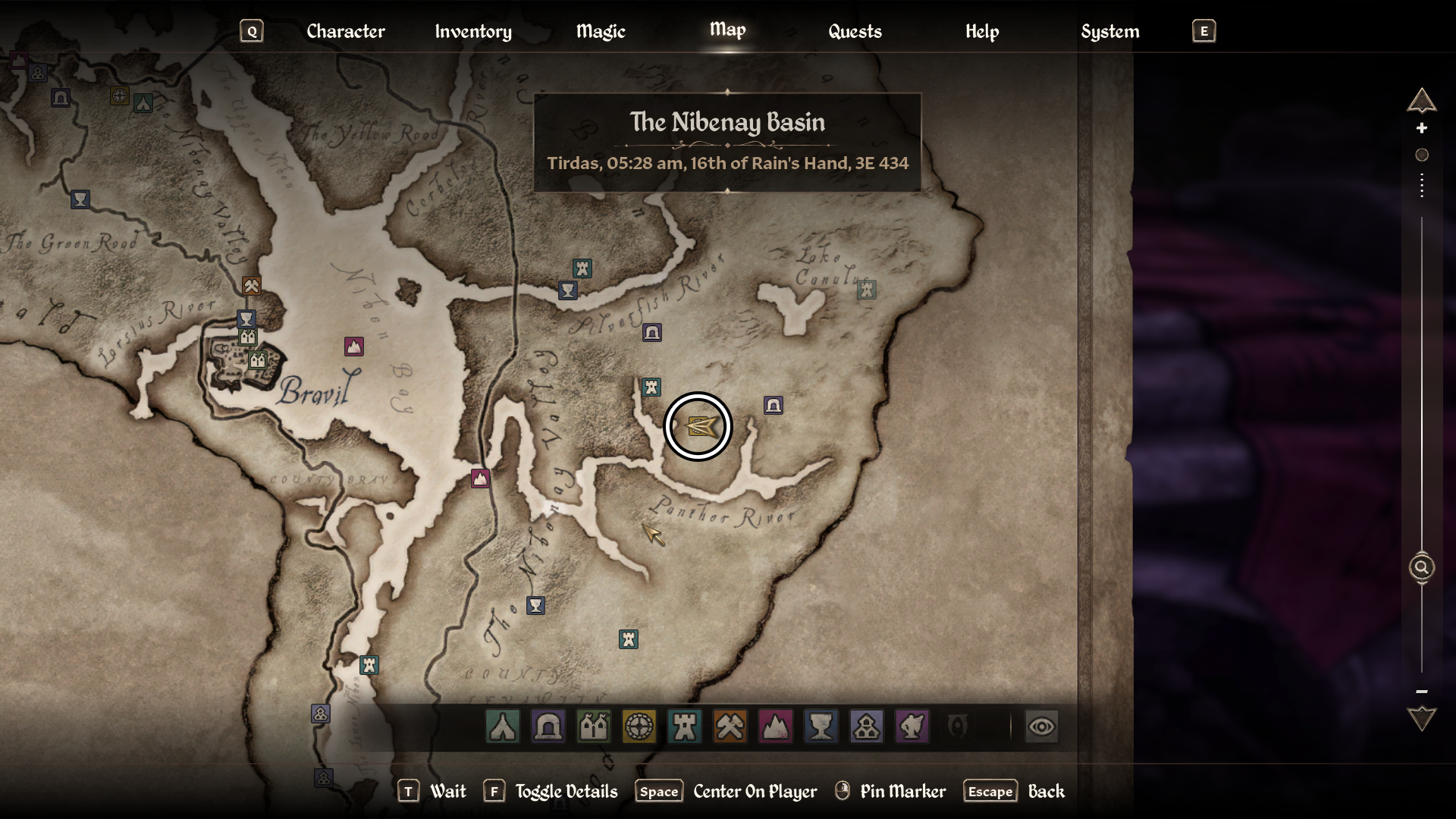 An Oblivion Remastered screenshot showing the location of the Wendelbek ruins altar on the map