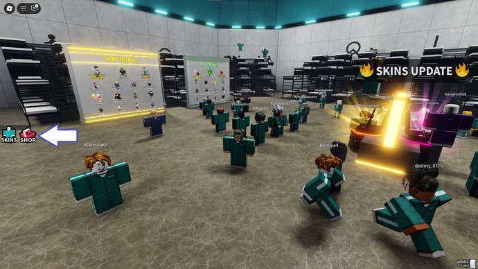 A screenshot of Octopus Game in Roblox showing the game’s Shop button.