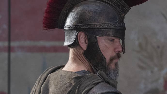 Matt Damon as Odysseus in a test shoot for Odyssey, he’s wearing typical ancient Greek armour.