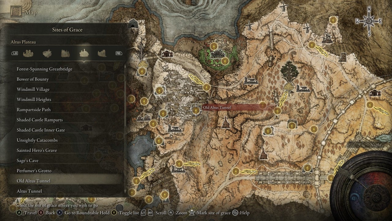 Old Altus Tunnel Grace in Elden Ring