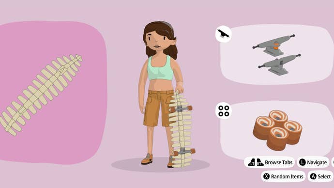 Lara Croft as imagined in the OlliOlli World character cusomiser