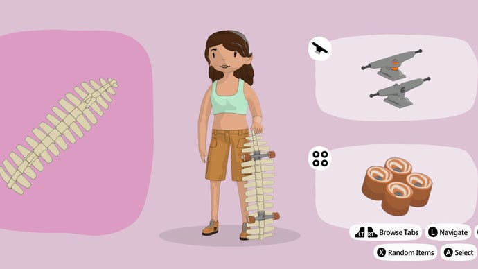 Lara Croft as imagined in the OlliOlli World character cusomiser