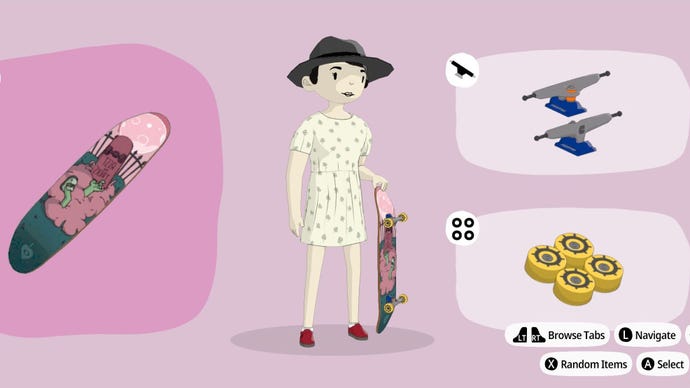 A radical version of Lady Dimetrescu from Resident Evil Village, created in the character customiser of OlliOlli World