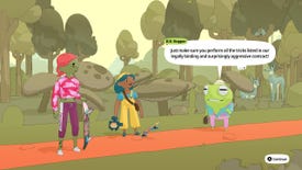 A selfish business-minded frog ruins things for skateboarders in OlliOlli World