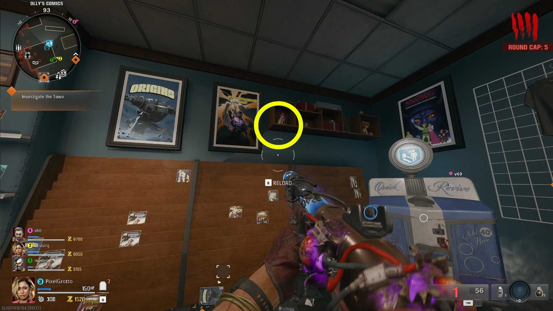 The location of an Aetherella statue hidden in a display shelf in Olly's Comics on the Black Ops 6 Liberty Falls map. - 5