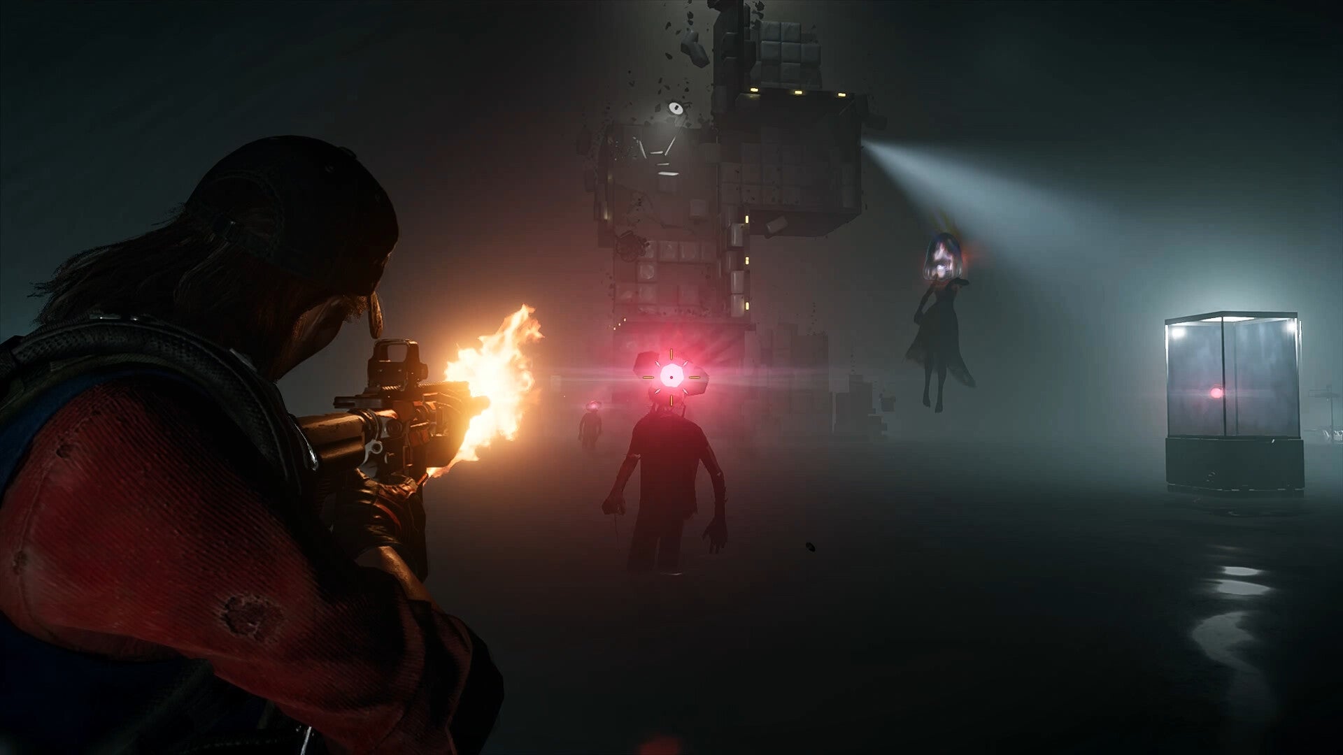 The player aims their weapon at an enemy Deviant in Once Human - 1